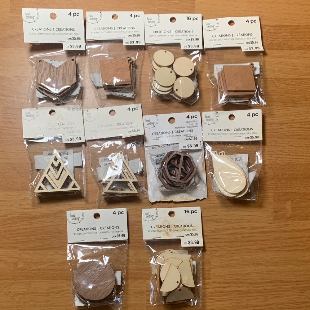 10 Piece Lot Of Wood for Jewelry Making By Bead Landing NEW in Package